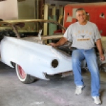 George Hernandez with the '59 Buick he is restoring for a customer at H&H Body in Fort Worth, Texas, on September 21, 2013. Hernandez owns H&H body with his brother Lewis Hernandez. (TCU/Bethany Peterson)