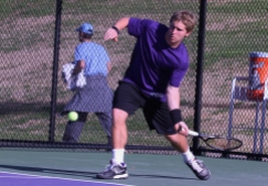 TCU tennis player Nick Chappell plays doubles against Columbia University on March 20, 2014 at TCU. (Bethany Peterson/TCU)